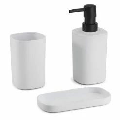 Offres 👏 MSV ensemble 3 accessoires de salle de bain LONA Blanc ⭐