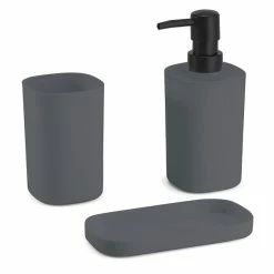 Meilleur prix 🧨 MSV ensemble 3 accessoires de salle de bain LONA Gris foncé 🌟