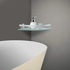 Bon marché 🔥 MSV Etagère d'angle de douche à fixer TABARCA Alu & Verre Satiné 😉 -Accessoires pour la maison Soldes 3700703954330 3