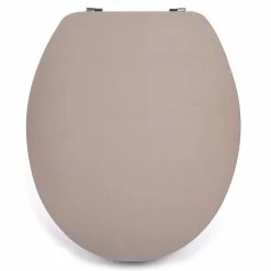 Meilleur prix 🔥 MSV Abattant WC MDF Finition Brillante Taupe - Charnières Inox 🧨