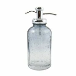 Promo 🌟 MSV Distributeur de savon en Verre HARRIET Bleu Transparent 👏