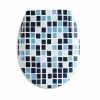 Meilleure affaire 🧨 MSV Abattant WC Thermo Dur MOSAIKO Bleu & Blanc - Charnières PS 🔔