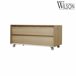 Promo 🤩 Wilson Meuble 90 cm, 2 tiroirs, en chêne naturel - Léa ❤️ -Accessoires pour la maison Soldes 3701034605304 5