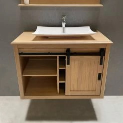 Tout neuf 🧨 ByCA Ensemble meuble 93 cm en chêne blanchi et son miroir tablette - Authentica 👍 -Accessoires pour la maison Soldes 3701034611671 4