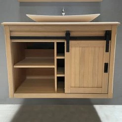 Tout neuf 🧨 ByCA Ensemble meuble 93 cm en chêne blanchi et son miroir tablette - Authentica 👍 -Accessoires pour la maison Soldes 3701034611671 5