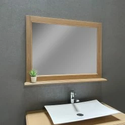 Tout neuf 🧨 ByCA Ensemble meuble 93 cm en chêne blanchi et son miroir tablette - Authentica 👍 -Accessoires pour la maison Soldes 3701034611671 7