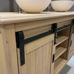 Bon marché 💯 ByCA Ensemble meuble 123 cm en chêne blanchi et son miroir tablette - Authentica 🧨