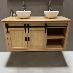 Bon marché 💯 ByCA Ensemble meuble 123 cm en chêne blanchi et son miroir tablette - Authentica 🧨 -Accessoires pour la maison Soldes 3701034611688 6