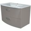 Acheter 😍 Sans marque Ensemble Meuble de salle de bain 2 tiroirs + Vasque - Taupe - L 80,5 x P 46 x H 14 cm - BENT 💯 -Accessoires pour la maison Soldes 3760269175631 1