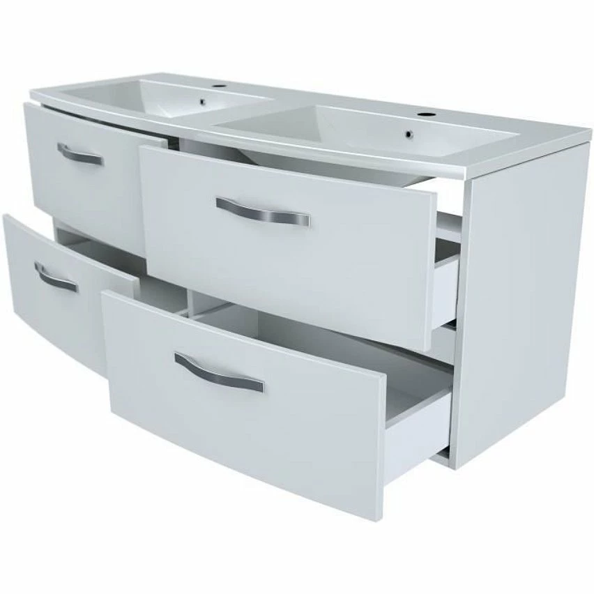 Tout neuf 👏 Sans marque Ensemble Meuble de salle de bain 4 tiroirs + Vasque - Blanc - L 120 x P 46 x H 14 cm - BENT 🤩 4 Tout neuf 👏 Sans marque Ensemble Meuble de salle de bain 4 tiroirs + Vasque - Blanc - L 120 x P 46 x H 14 cm - BENT 🤩 – Image 2