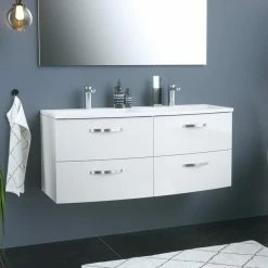 Tout neuf 👏 Sans marque Ensemble Meuble de salle de bain 4 tiroirs + Vasque - Blanc - L 120 x P 46 x H 14 cm - BENT 🤩 9 Tout neuf 👏 Sans marque Ensemble Meuble de salle de bain 4 tiroirs + Vasque - Blanc - L 120 x P 46 x H 14 cm - BENT 🤩 -Accessoires pour la maison Soldes 3760269175662 3