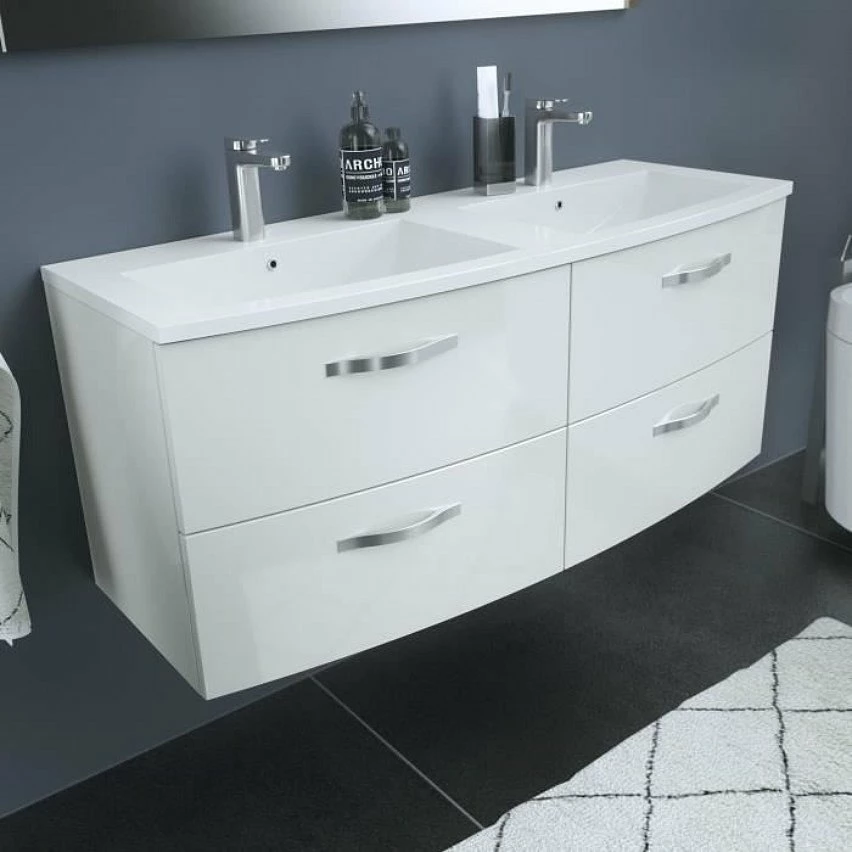 Tout neuf 👏 Sans marque Ensemble Meuble de salle de bain 4 tiroirs + Vasque - Blanc - L 120 x P 46 x H 14 cm - BENT 🤩 7 Tout neuf 👏 Sans marque Ensemble Meuble de salle de bain 4 tiroirs + Vasque - Blanc - L 120 x P 46 x H 14 cm - BENT 🤩 – Image 5