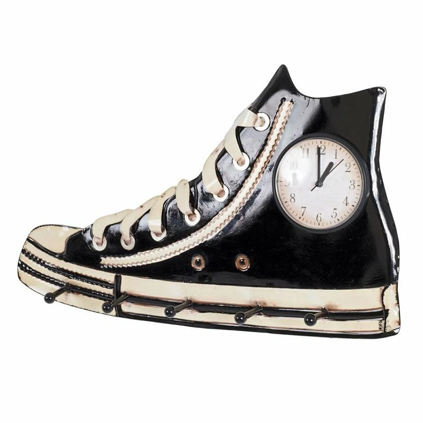 Nouveau 🎁 Paris prix Patère Murale & Horloge Design "Baskets" 50cm Noir 🔥 3 Nouveau 🎁 Paris prix Patère Murale & Horloge Design "Baskets" 50cm Noir 🔥