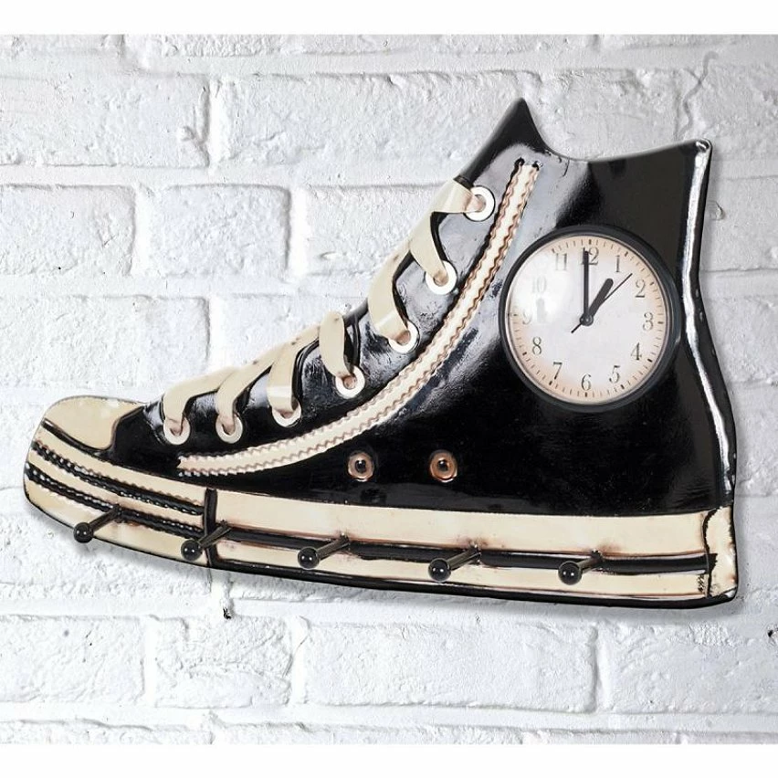 Nouveau 🎁 Paris prix Patère Murale & Horloge Design "Baskets" 50cm Noir 🔥 4 Nouveau 🎁 Paris prix Patère Murale & Horloge Design "Baskets" 50cm Noir 🔥 – Image 2