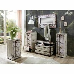 Meilleure vente ❤️ Paris prix Patère Murale 4 Crochets & Miroir "Love" 80cm Blanc 👏 -Accessoires pour la maison Soldes 4001070899415 3