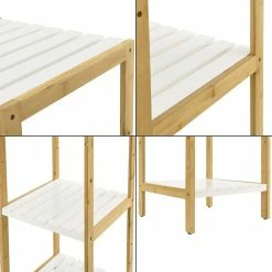 Grosses soldes ⭐ Étagère de rangement Balsfjord Bambou 33 x 34 x 80 cm Naturel Blanc [en.casa] ✔️ -Accessoires pour la maison Soldes 4059438584954 7