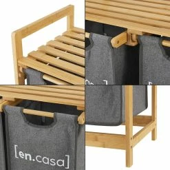 Vente flash ⌛ Meuble de rangement à linge Kärkölä avec 2 sacs 73 x 63,5 x 33 cm [en.casa] 👏 -Accessoires pour la maison Soldes 4059438679346 6