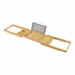 Grosses soldes 💯 Plateau de baignoire Orivesi avec porte-livre et porte-verre en bambou [en.casa] 😉