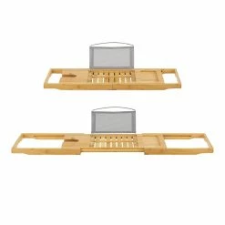 Grosses soldes 💯 Plateau de baignoire Orivesi avec porte-livre et porte-verre en bambou [en.casa] 😉 -Accessoires pour la maison Soldes 4059438679438 5