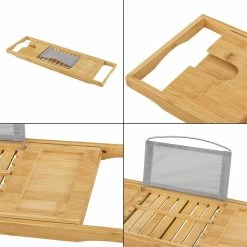 Grosses soldes 💯 Plateau de baignoire Orivesi avec porte-livre et porte-verre en bambou [en.casa] 😉 -Accessoires pour la maison Soldes 4059438679438 7