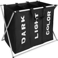 De gros 🌟 Tectake Panier à linge triple - beige 😀 -Accessoires pour la maison Soldes 4061173017758 1