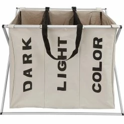 De gros 🌟 Tectake Panier à linge triple - beige 😀 -Accessoires pour la maison Soldes 4061173017765 3