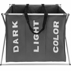 De gros 🌟 Tectake Panier à linge triple - beige 😀 -Accessoires pour la maison Soldes 4061173017772 3