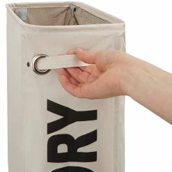 Remise 😉 Tectake Panier à linge étroit sur roulettes - beige ❤️ -Accessoires pour la maison Soldes 4061173017796 6