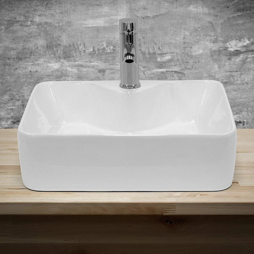 Meilleure affaire 😉 ECD Germany Évier en céramique vasque a poser carré moderne pour salle de bain 480 x 380 mm 🔥 5 Meilleure affaire 😉 ECD Germany Évier en céramique vasque a poser carré moderne pour salle de bain 480 x 380 mm 🔥 – Image 3