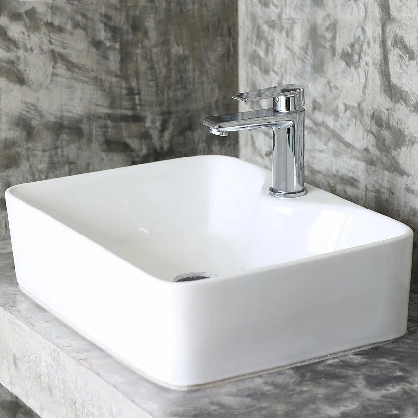 Meilleure affaire 😉 ECD Germany Évier en céramique vasque a poser carré moderne pour salle de bain 480 x 380 mm 🔥 9 Meilleure affaire 😉 ECD Germany Évier en céramique vasque a poser carré moderne pour salle de bain 480 x 380 mm 🔥 – Image 7