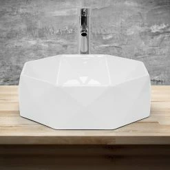 Les meilleures critiques de 😉 ML-DESIGN Lavabo en céramique pour salle de bain lavabo en forme de diamant Ø 42x13,5 cm 🎉 -Accessoires pour la maison Soldes 4064649056862 3