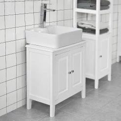 Bon marché 💯 SoBuy® FRG202-W Meuble Sous-Lavabo Dessous de lavabo ou Evier Meuble de Salle de Bain 🧨 -Accessoires pour la maison Soldes 4251388600887 3