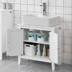Bon marché 💯 SoBuy® FRG202-W Meuble Sous-Lavabo Dessous de lavabo ou Evier Meuble de Salle de Bain 🧨 -Accessoires pour la maison Soldes 4251388600887 4