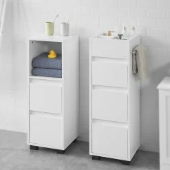Meilleure vente 🌟 SoBuy® BZR29-W Meuble Demi-Colonne Meuble Bas de Salle de Bain avec 3 Tiroirs, 4 Compartiments et Porte-Serviette - Blanc 🎁 -Accessoires pour la maison Soldes 4251388610923 6