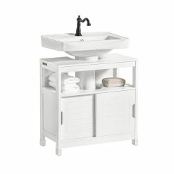 Grosses soldes 😍 SoBuy FRG128-II-W Meuble sous lavabo Meuble sous évier Meuble de Salle de Bain sous lavabo 🛒
