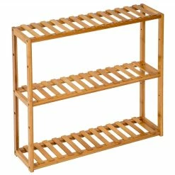 Le moins cher ⭐ Tectake Étagère en Bambou 3 niveaux 60x15x54,5cm 👍