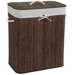 Acheter ⭐ Tectake Panier à linge bambou rectangulaire - 100 L 💯 -Accessoires pour la maison Soldes 4260435994954 1