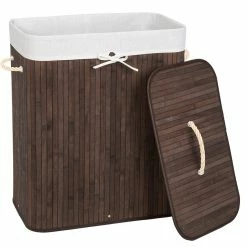 Acheter ⭐ Tectake Panier à linge bambou rectangulaire - 100 L 💯 -Accessoires pour la maison Soldes 4260435994954 2
