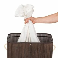 Acheter ⭐ Tectake Panier à linge bambou rectangulaire - 100 L 💯 -Accessoires pour la maison Soldes 4260435994954 4