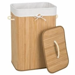 Acheter ⭐ Tectake Panier à linge bambou rectangulaire - 100 L 💯 -Accessoires pour la maison Soldes 4260435994985 2