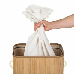 Acheter ⭐ Tectake Panier à linge bambou rectangulaire - 100 L 💯 -Accessoires pour la maison Soldes 4260435994985 4