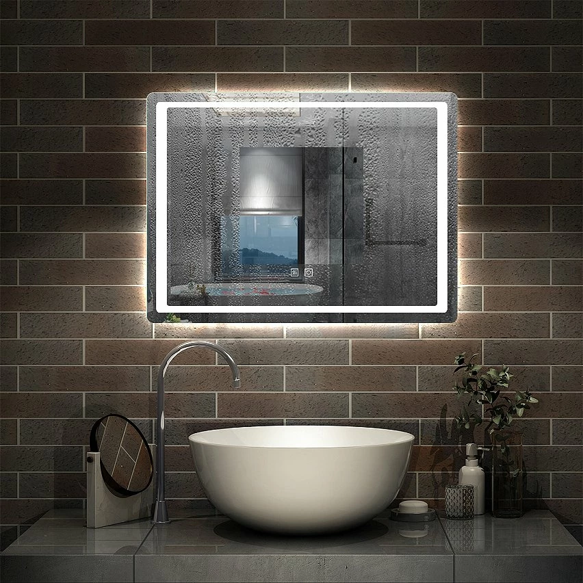 Promo ✔️ AICA Sanitaire Miroir rectangulaire de salle de bains de miroir de LED de contact anti-buée, 90*4*65cm 👏 5 Promo ✔️ AICA Sanitaire Miroir rectangulaire de salle de bains de miroir de LED de contact anti-buée, 90*4*65cm 👏 – Image 3
