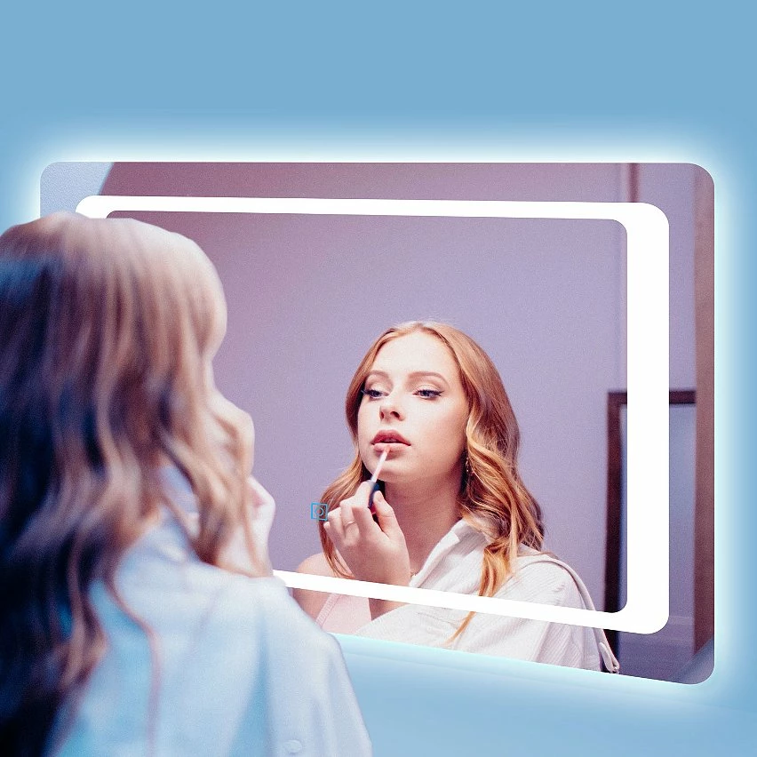 Promo ✔️ AICA Sanitaire Miroir rectangulaire de salle de bains de miroir de LED de contact anti-buée, 90*4*65cm 👏 7 Promo ✔️ AICA Sanitaire Miroir rectangulaire de salle de bains de miroir de LED de contact anti-buée, 90*4*65cm 👏 – Image 5