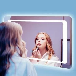 Grosses soldes ⌛ AICA Sanitaire Miroir de salle de bain anti-buée avec interrupteur tactile, commande unique, lumière blanche 6000K, 90*4*70cm 😍 -Accessoires pour la maison Soldes 4764075201088 5 1