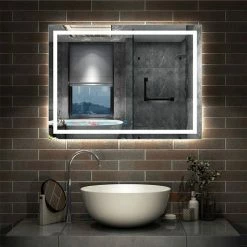 Nouveau 😀 AICA Sanitaire Miroir antibuée avec interrupteur tactile + commande unique + lumière blanche 6000k + 160 x 4 x 80 cm (L x P x H) 🔔 -Accessoires pour la maison Soldes 4764075201422 2 3
