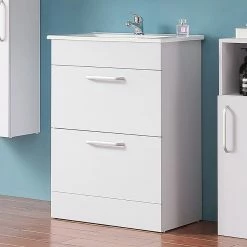 Top 10 ✔️ AICA Sanitaire meuble sous vasque couleur blanc avec deux tiroirs , lavabo leger en céramique 🔔 -Accessoires pour la maison Soldes 4764075263918 7