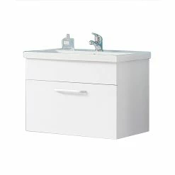 Top 10 😀 AICA Sanitaire meuble suspendu blanc avec un tiroir, lavabo en céramique ✔️