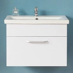 Top 10 😀 AICA Sanitaire meuble suspendu blanc avec un tiroir, lavabo en céramique ✔️ -Accessoires pour la maison Soldes 4764075263949 4