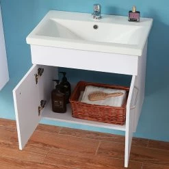 Meilleure vente 😍 AICA Sanitaire meuble de salle de bain avec deux portes couleur blanc, lavabo en céramique 👍 13 Meilleure vente 😍 AICA Sanitaire meuble de salle de bain avec deux portes couleur blanc, lavabo en céramique 👍 -Accessoires pour la maison Soldes 4764075264021 5