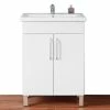 Nouveau 🥰 AICA Sanitaire meuble avec 2 portes couleur blanc, meuble avec pied, lavabo en céramique ❤️ -Accessoires pour la maison Soldes 4764075264069 1